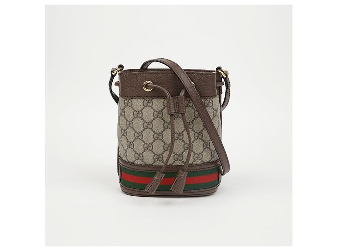 Gucci Mini Borsa Secchiello Ophidia GG Marrone - vista 2