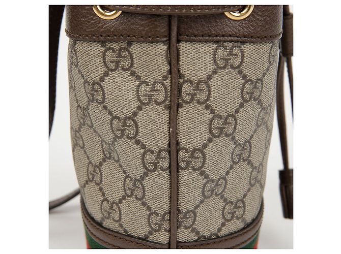 Gucci Mini Borsa Secchiello Ophidia GG Marrone - vista 5