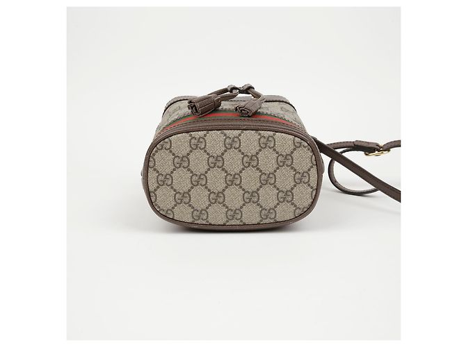 Gucci Mini Borsa Secchiello Ophidia GG Marrone - vista 6