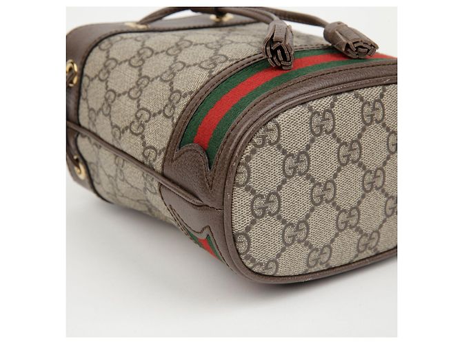 Gucci Mini Borsa Secchiello Ophidia GG Marrone - vista 7
