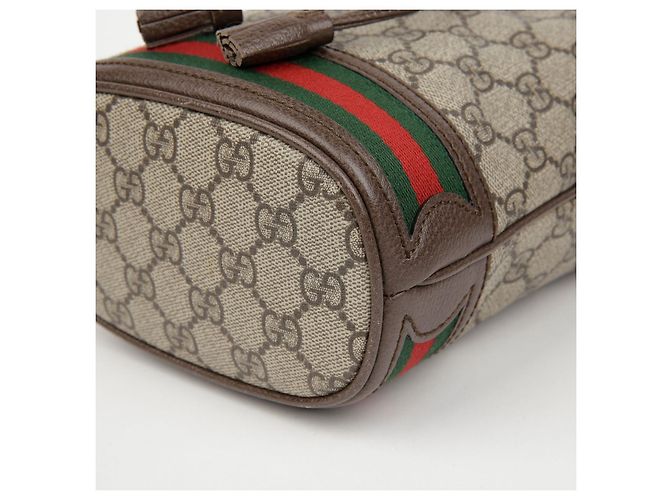 Gucci Mini Borsa Secchiello Ophidia GG Marrone - vista 9