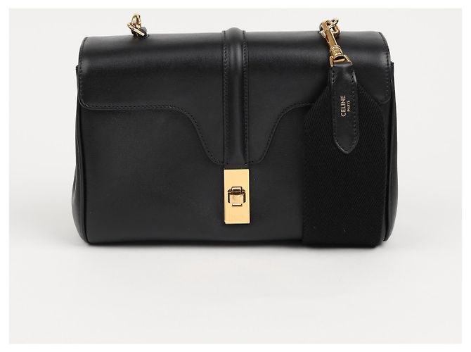 Céline Borsa a tracolla in vitello liscio, morbido e sottile da donna - Nero - vista 2
