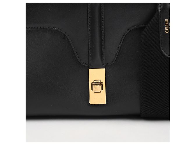 Céline Borsa a tracolla in vitello liscio, morbido e sottile da donna - Nero - vista 3