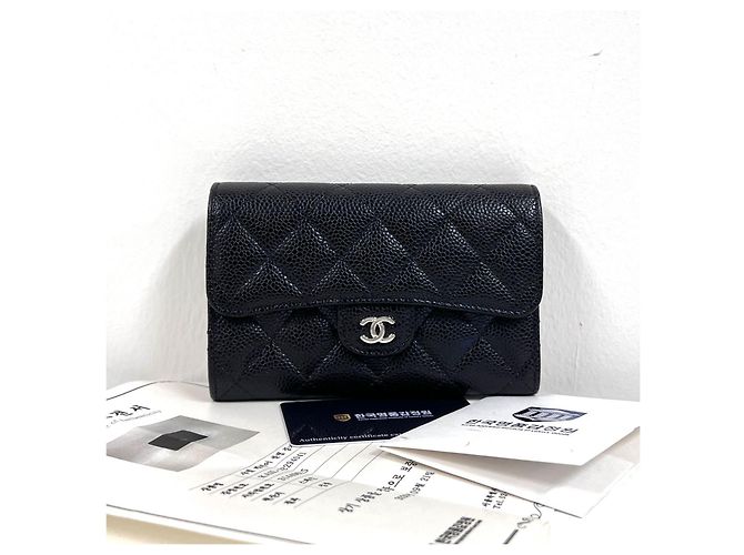 Chanel Classic Caviar Wallet Silver Black - Ansicht 3