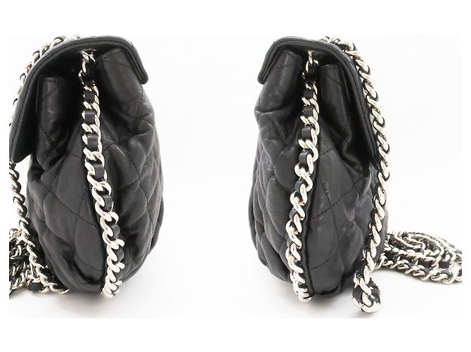 Borsa a tracolla con catena CHANEL in pelle di vitello nera - vista 5