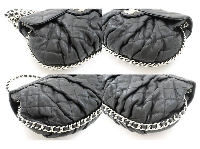 Borsa a tracolla con catena CHANEL in pelle di vitello nera - vista 6