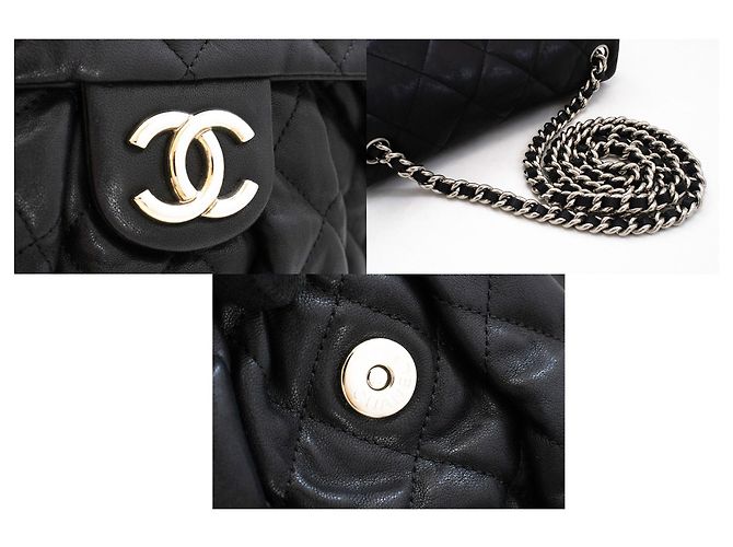Borsa a tracolla con catena CHANEL in pelle di vitello nera - vista 7