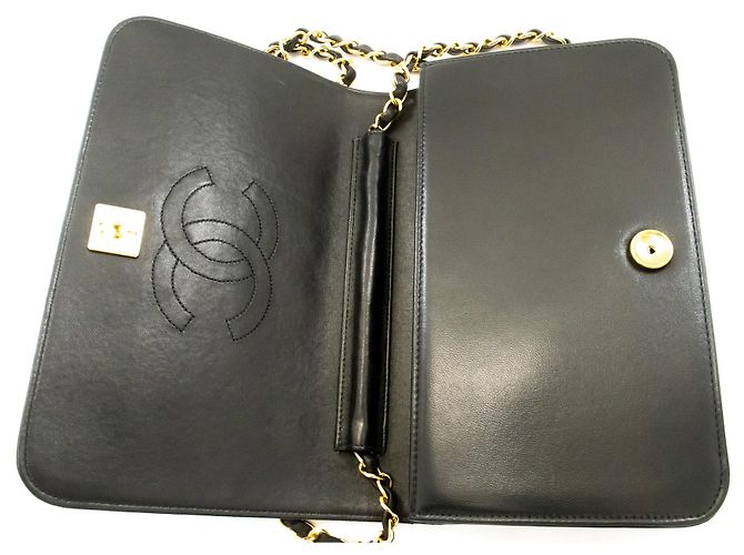 Borsa a tracolla e clutch CHANEL Full Flap con catena, Black Quilted Lambskin - vista 11