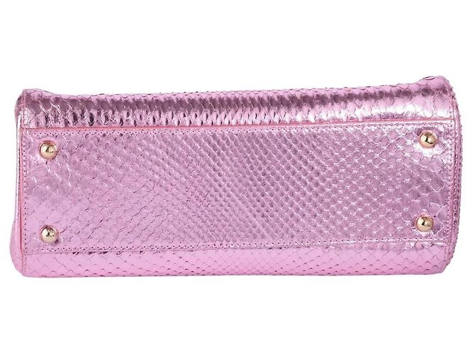 mala Dolce & Gabbana Small Miss Sicily em python rosa metálico - vista 4