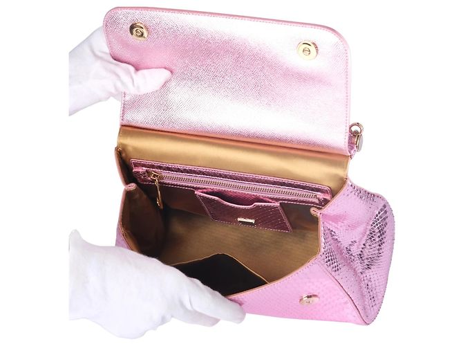 mala Dolce & Gabbana Small Miss Sicily em python rosa metálico - vista 5