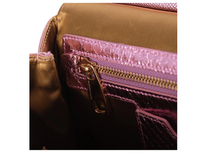 mala Dolce & Gabbana Small Miss Sicily em python rosa metálico - vista 6