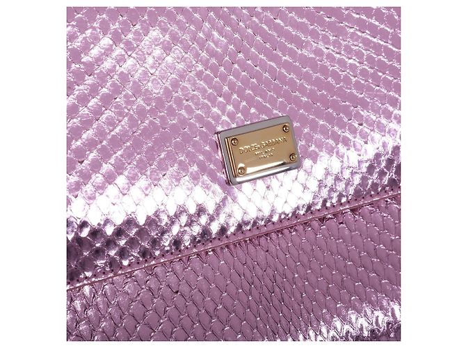 mala Dolce & Gabbana Small Miss Sicily em python rosa metálico - vista 7
