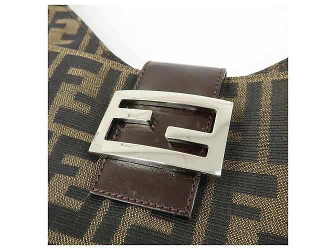 FENDI Borsa a spalla e borsa a mano in pelle e tela Zucca Nero e Marrone 26569 - vista 17
