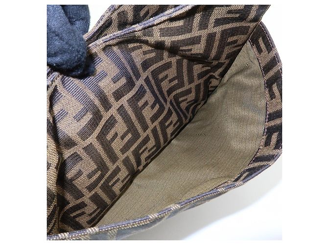 FENDI Borsa a spalla e borsa a mano in pelle e tela Zucca Nero e Marrone 26569 - vista 20