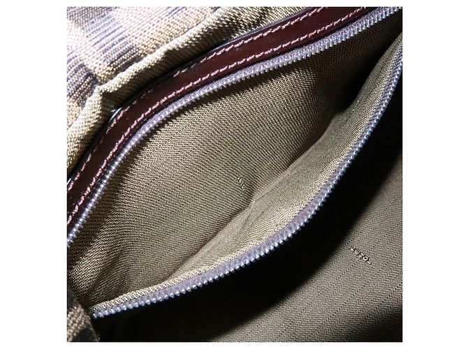 FENDI Borsa a spalla e borsa a mano in pelle e tela Zucca Nero e Marrone 26569 - vista 22