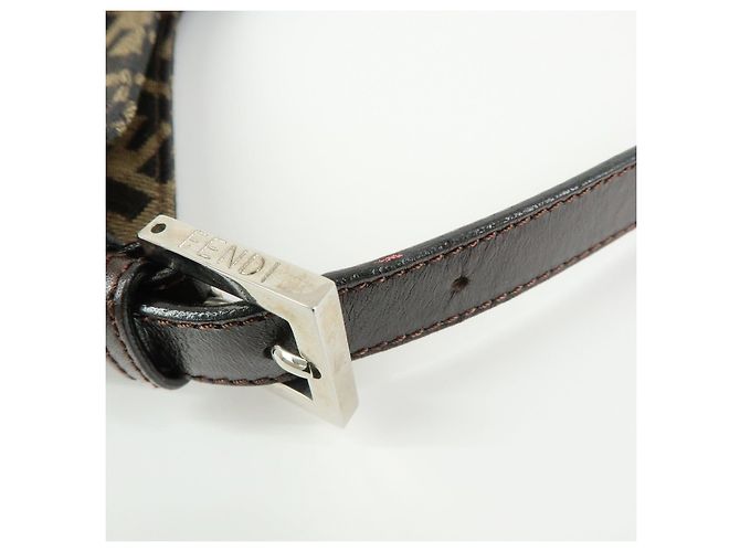 FENDI Borsa a spalla e borsa a mano in pelle e tela Zucca Nero e Marrone 26569 - vista 7