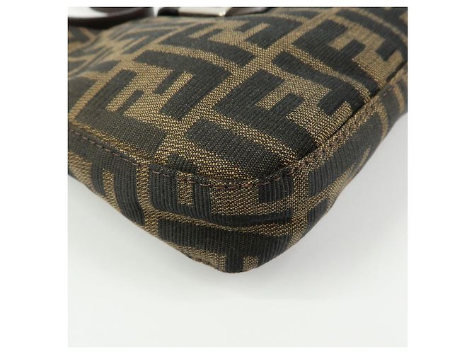FENDI Borsa a spalla e a mano in pelle e tela Zucca Nero e Marrone 26569 - vista 10