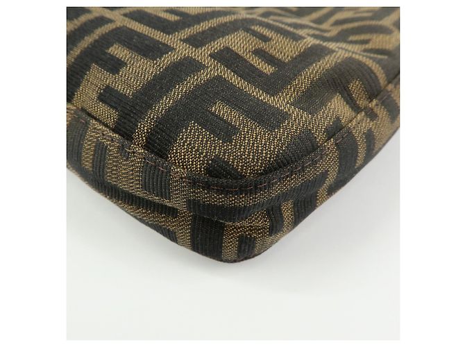 FENDI Borsa a spalla e a mano in pelle e tela Zucca Nero e Marrone 26569 - vista 11
