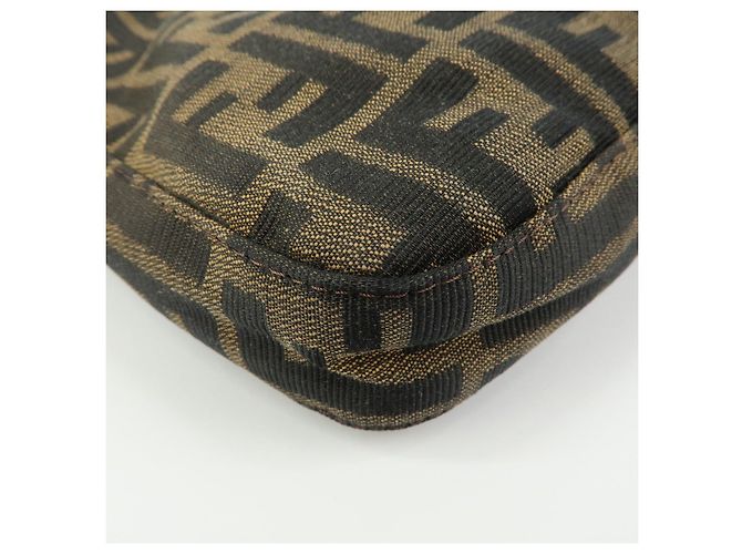 FENDI Borsa a spalla e a mano in pelle e tela Zucca Nero e Marrone 26569 - vista 12
