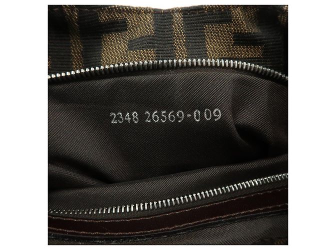 FENDI Borsa a spalla e a mano in pelle e tela Zucca Nero e Marrone 26569 - vista 24