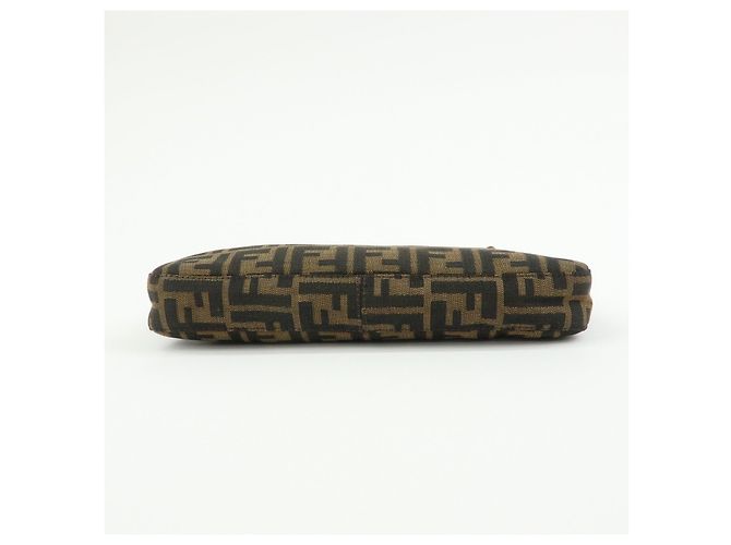 FENDI Borsa a spalla e a mano in pelle e tela Zucca Nero e Marrone 26569 - vista 5