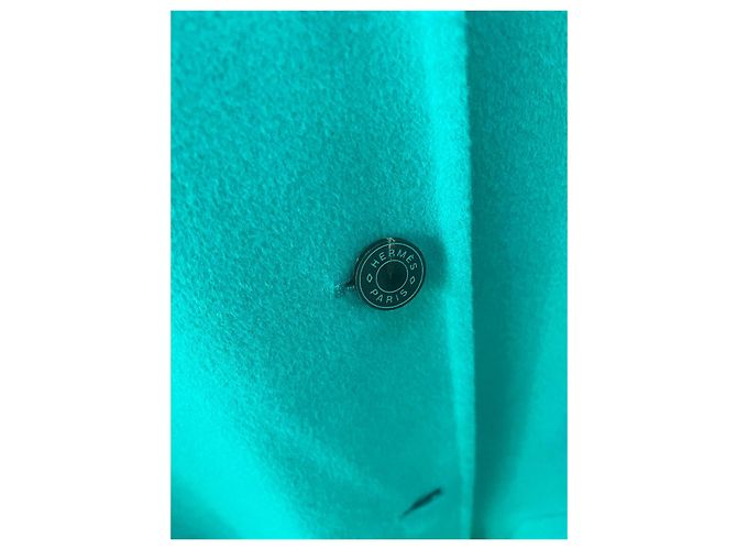 Hermès Abrigo Largo Verde Turquesa Lana - vista 4