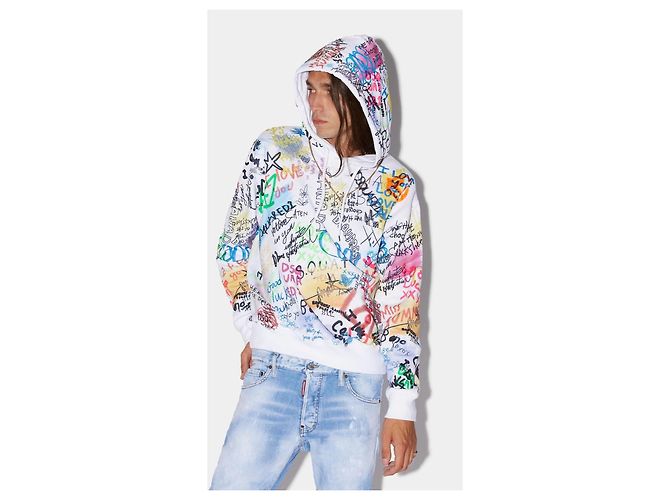 Sudadera con capucha de algodón Dsquared2 con estampado de grafiti - vista 5