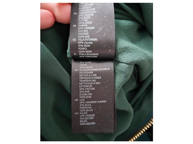 Autre Marque Robe en velours Balmain x H&M Vert Taille 36 Set Complet Cintre & Sac État Neuf - vue 14