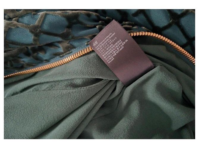 Autre Marque Robe en velours Balmain x H&M Vert Taille 36 Set Complet Cintre & Sac État Neuf - vue 15