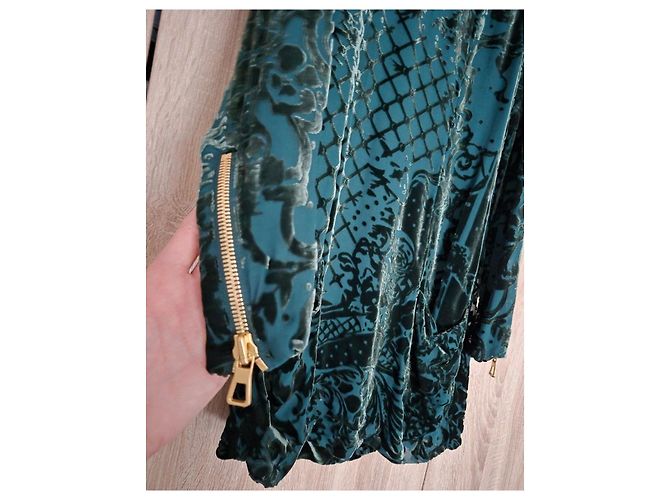 Autre Marque Robe en velours Balmain x H&M Vert Taille 36 Set Complet Cintre & Sac État Neuf - vue 2