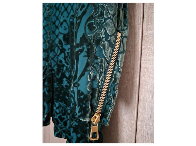 Autre Marque Robe en velours Balmain x H&M Vert Taille 36 Set Complet Cintre & Sac État Neuf - vue 3