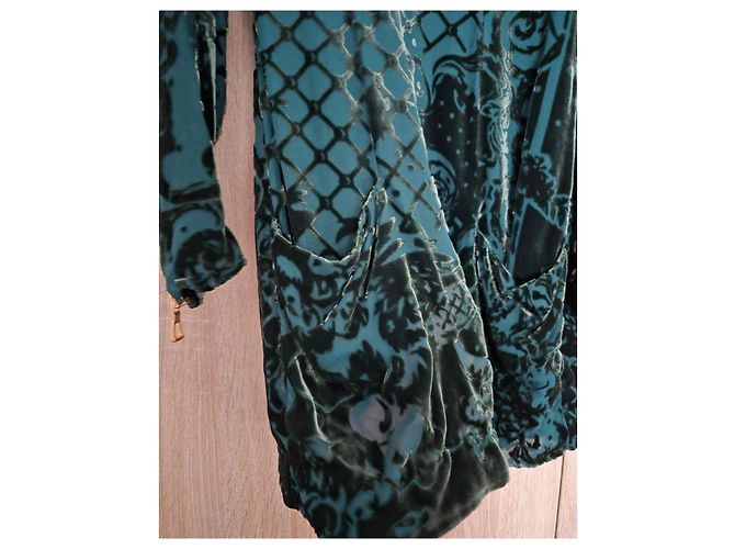 Autre Marque Robe en velours Balmain x H&M Vert Taille 36 Set Complet Cintre & Sac État Neuf - vue 6