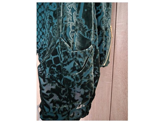 Autre Marque Robe en velours Balmain x H&M Vert Taille 36 Set Complet Cintre & Sac État Neuf - vue 7