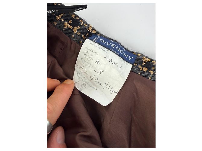 Vintage Givenchy Strukturierter Web-Midirock Schwarz Gold S - Ansicht 9