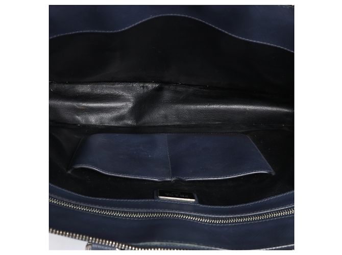 Borsa porta documenti Prada in pelle Saffiano blu navy - vista 10