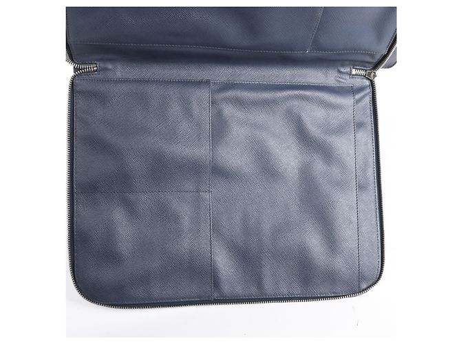 Borsa porta documenti Prada in pelle Saffiano blu navy - vista 13