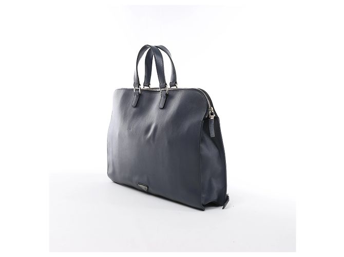 Borsa porta documenti Prada in pelle Saffiano blu navy - vista 2
