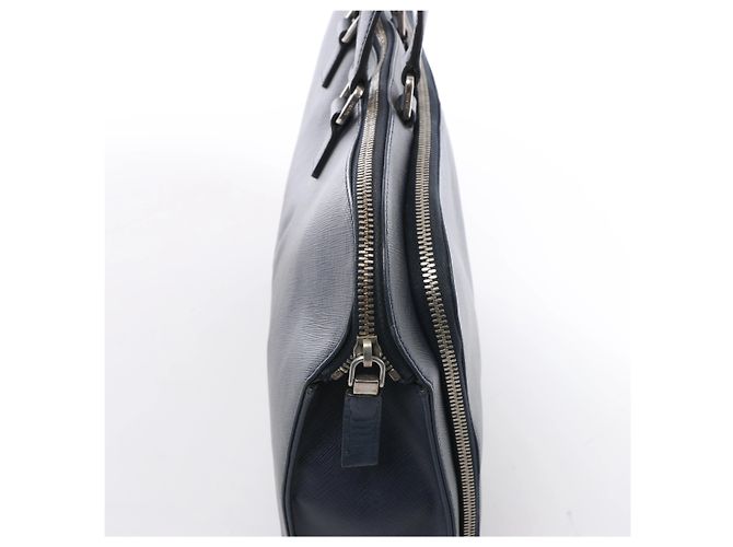 Borsa porta documenti Prada in pelle Saffiano blu navy - vista 5