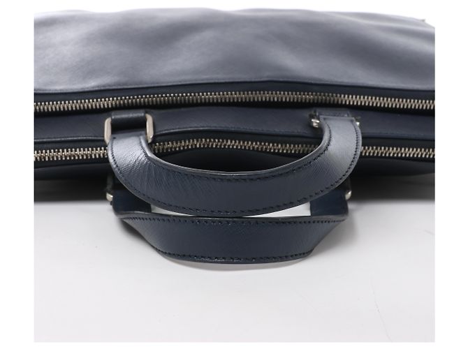 Borsa porta documenti Prada in pelle Saffiano blu navy - vista 6