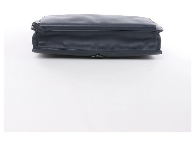 Borsa porta documenti Prada in pelle Saffiano blu navy - vista 7