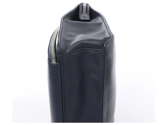 Borsa porta documenti Prada in pelle Saffiano blu navy - vista 9