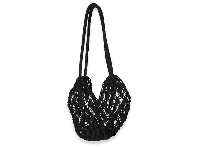 Autre Marque Saint Laurent Borsa Shopping Small in Crochet Nera - vista 2