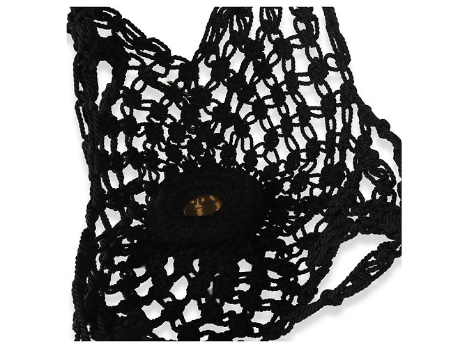 Autre Marque Saint Laurent Borsa Shopping Small in Crochet Nera - vista 5