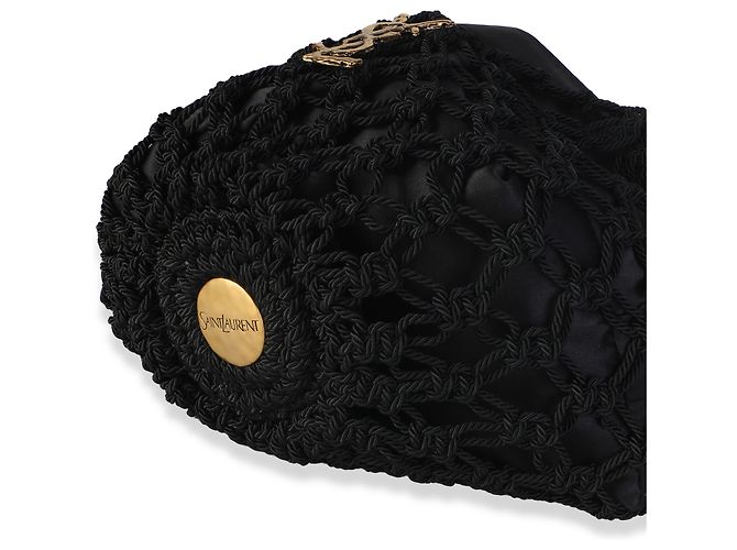 Autre Marque Saint Laurent Borsa Shopping Small in Crochet Nera - vista 6