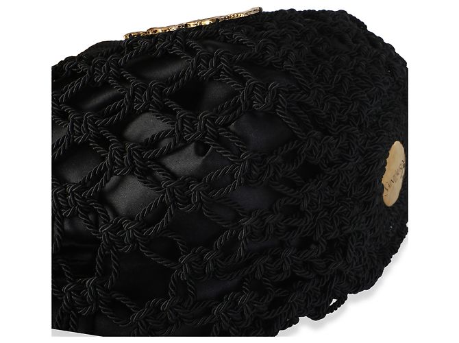 Autre Marque Saint Laurent Borsa Shopping Small in Crochet Nera - vista 7