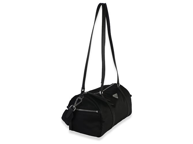 Prada Borsa Duffle Grande in Re-Nylon Nero - vista 4