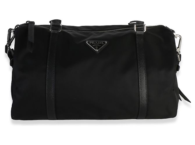 Prada Borsa Duffle Grande in Re-Nylon Nero - vista 8