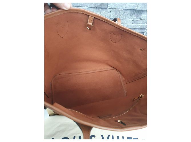 Louis Vuitton Neverfull MM Monogram Empreinte Pelle Cognac - vista 5