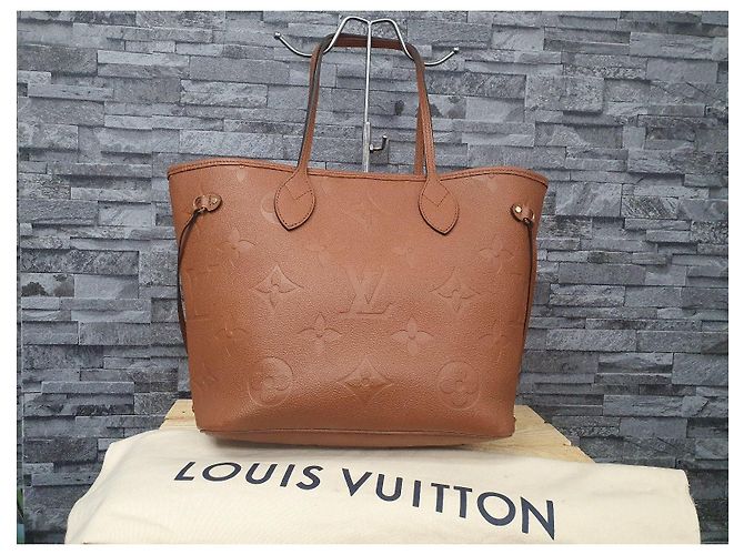 Louis Vuitton Neverfull MM Monogram Empreinte Pelle Cognac - vista 9
