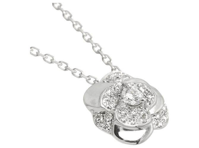 Collana Chanel Camélia in diamanti e oro bianco 18K - vista 3
